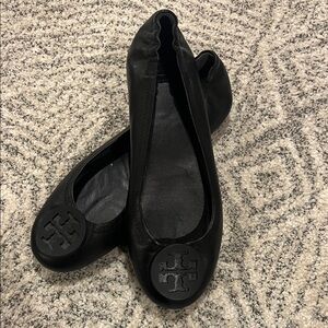 Tory Burch Black Logo Flats